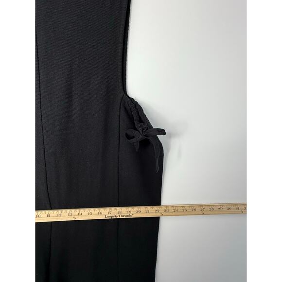 Madewell Side-Bow Textured Jumpsuit Black 100% Cotton Women’s XL Minimalist - Picture 12 of 14